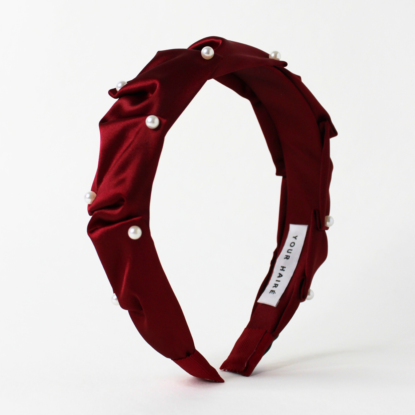 Aria pearl ruched headband in red colour