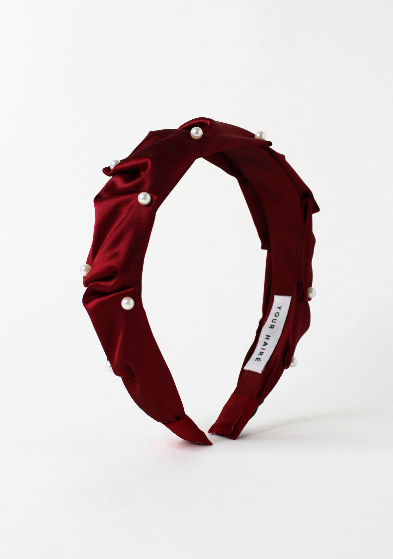 Aria pearl ruched headband in red colour